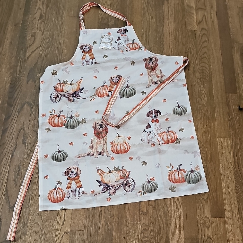 Shabby Chic Autumn Fall Thanksgiving Holiday Pumpkin Dog Apron BNWT